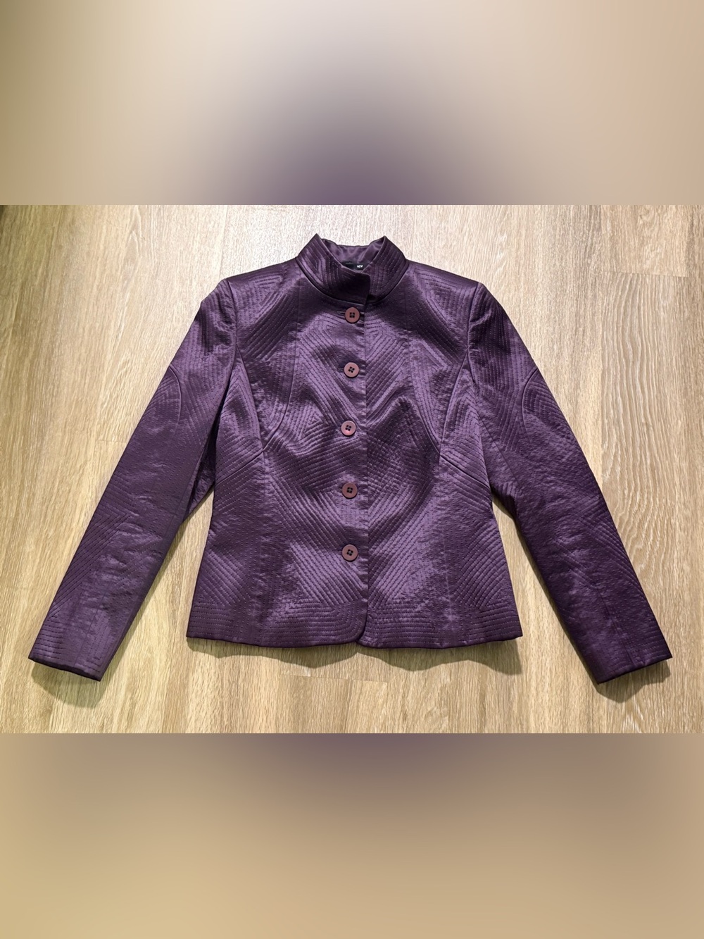 Ellen Tracy Quilted Purple Blazer Size 6